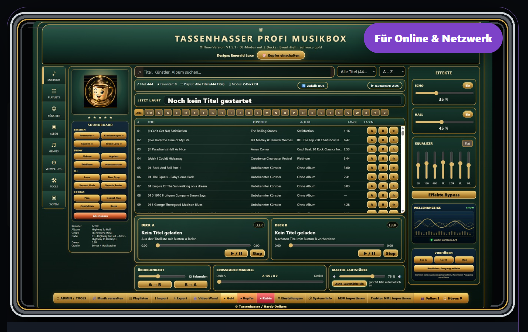 Musikbox für Online und Netzwerk