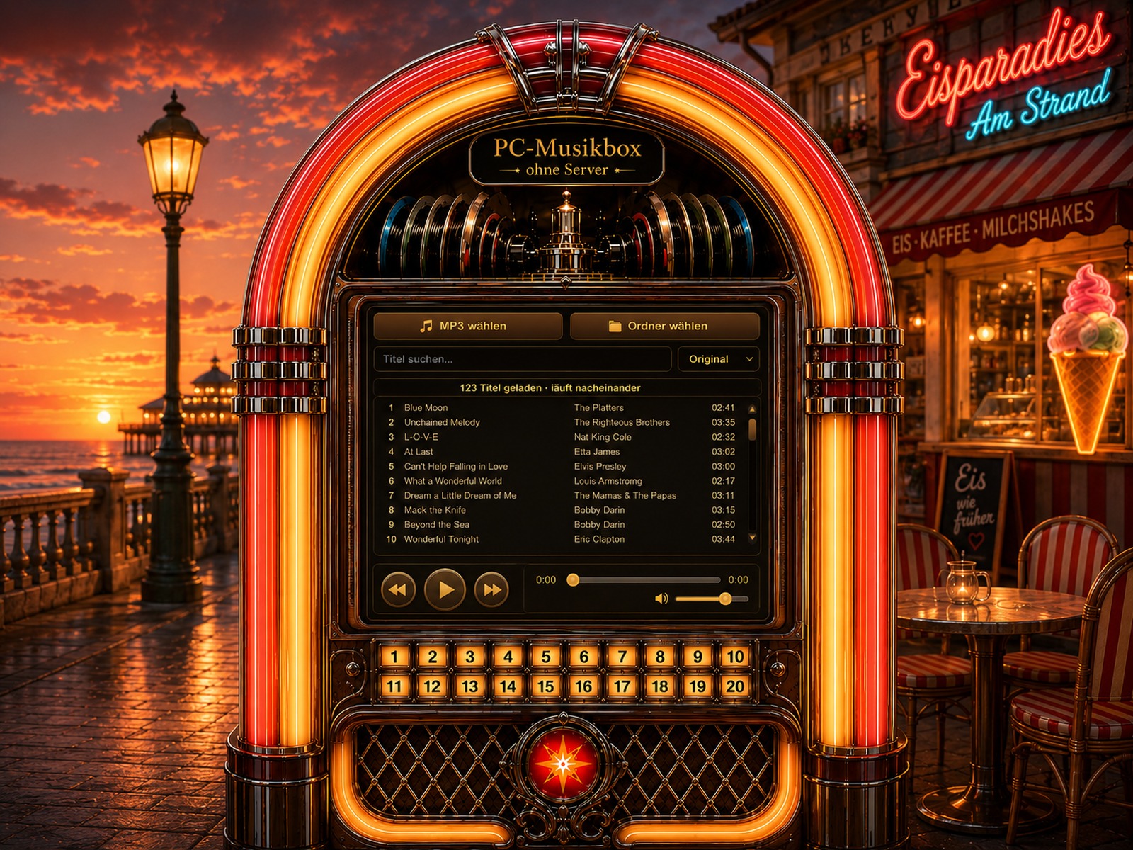 Eisbar Strand PC-Musikbox